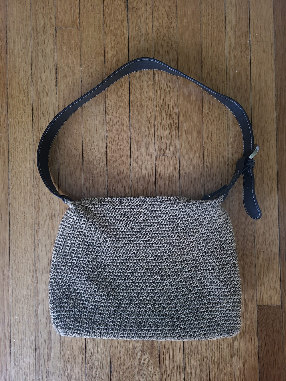 Woven Shoulder Bag with Faux Leather Strap